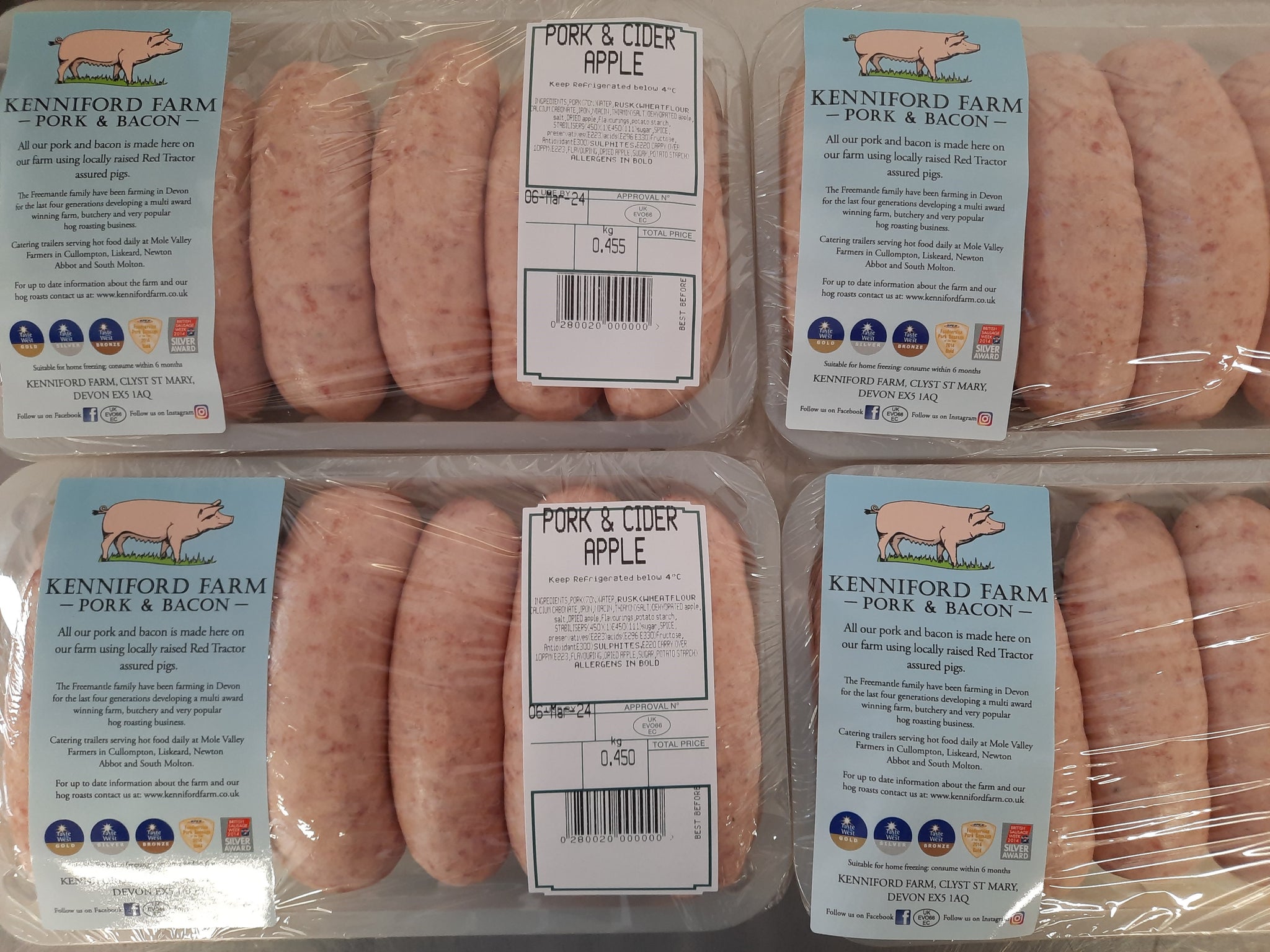 Pork & Cider Apple Flavoured Sausages- Pack of 6